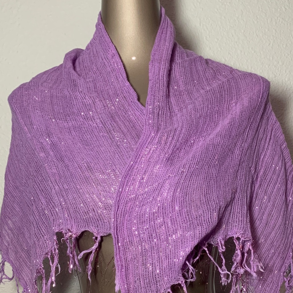 Elegant Novica Purple Women's Shawl Made in India 70% cotton/ 30% Lurex